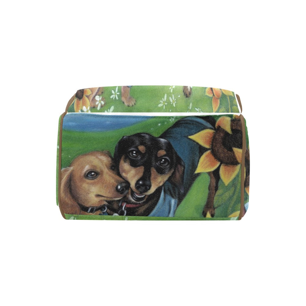 Playful Daschund Multi-Function Diaper Backpack/Diaper Bag (Model 1688)