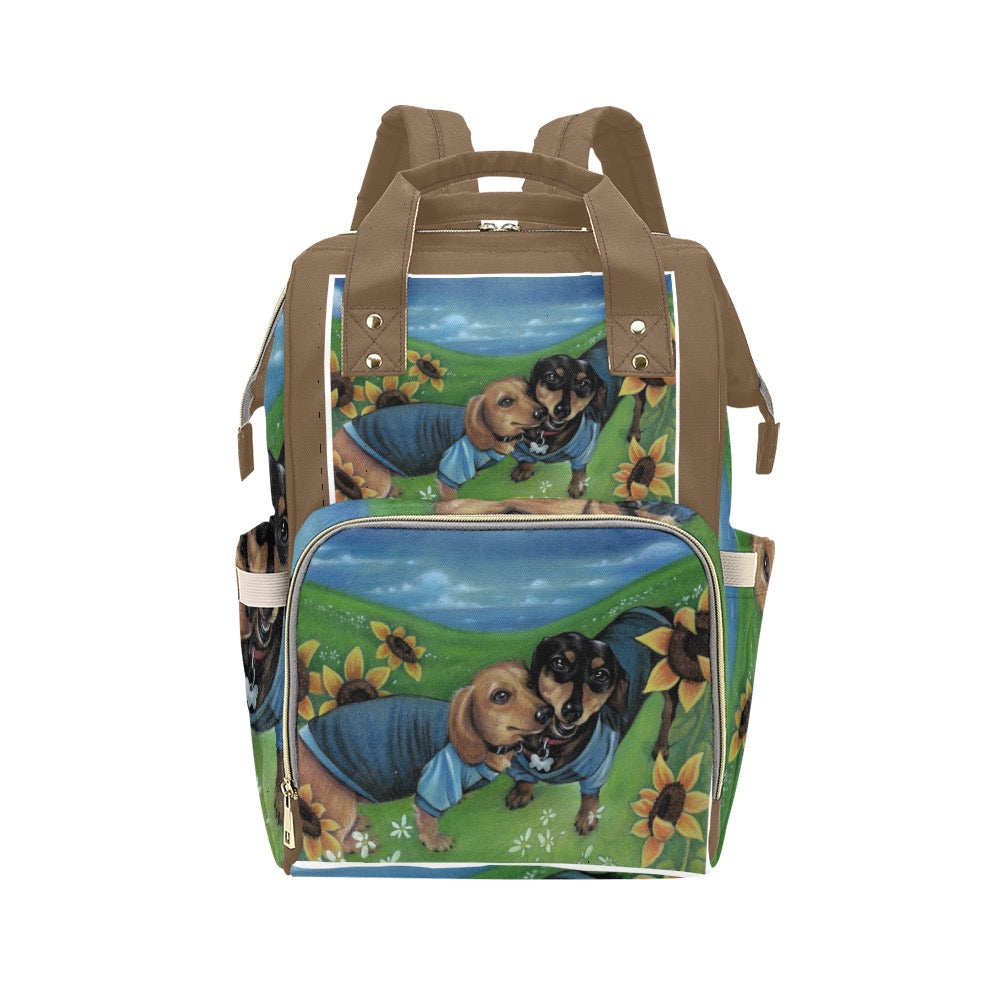 Playful Daschund Multi-Function Diaper Backpack/Diaper Bag (Model 1688)