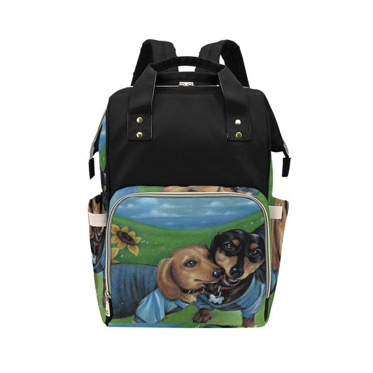 Playful Dachsund Multi-Function Diaper Bag/Backpack/ (Model 1688)