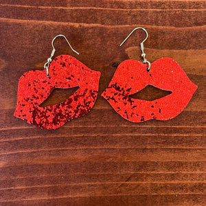 Glittered Lips earring