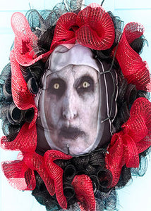 Halloween Scary Nun Wreath